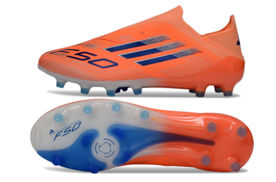 Men's Adidas F50 Elite Laceless AG Football Boots - Orange/Electric Blue/Neon Orange