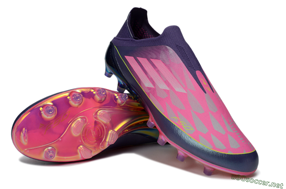 Men's Adidas F50 Elite Laceless AG Football Boots - Purple/Electric Pink/Radiant Yellow 4
