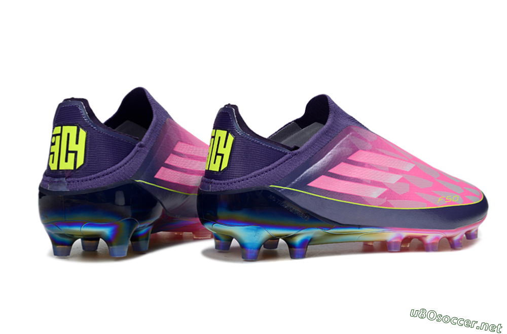 Men's Adidas F50 Elite Laceless AG Football Boots - Purple/Electric Pink/Radiant Yellow 7