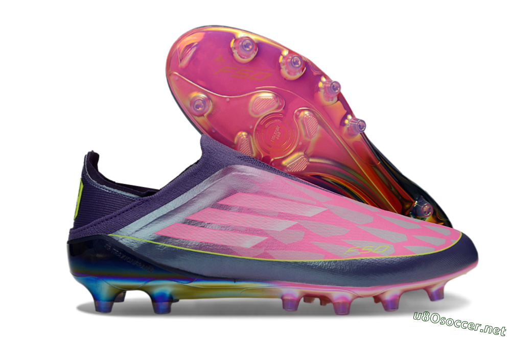 Men's Adidas F50 Elite Laceless AG Football Boots - Purple/Electric Pink/Radiant Yellow 2
