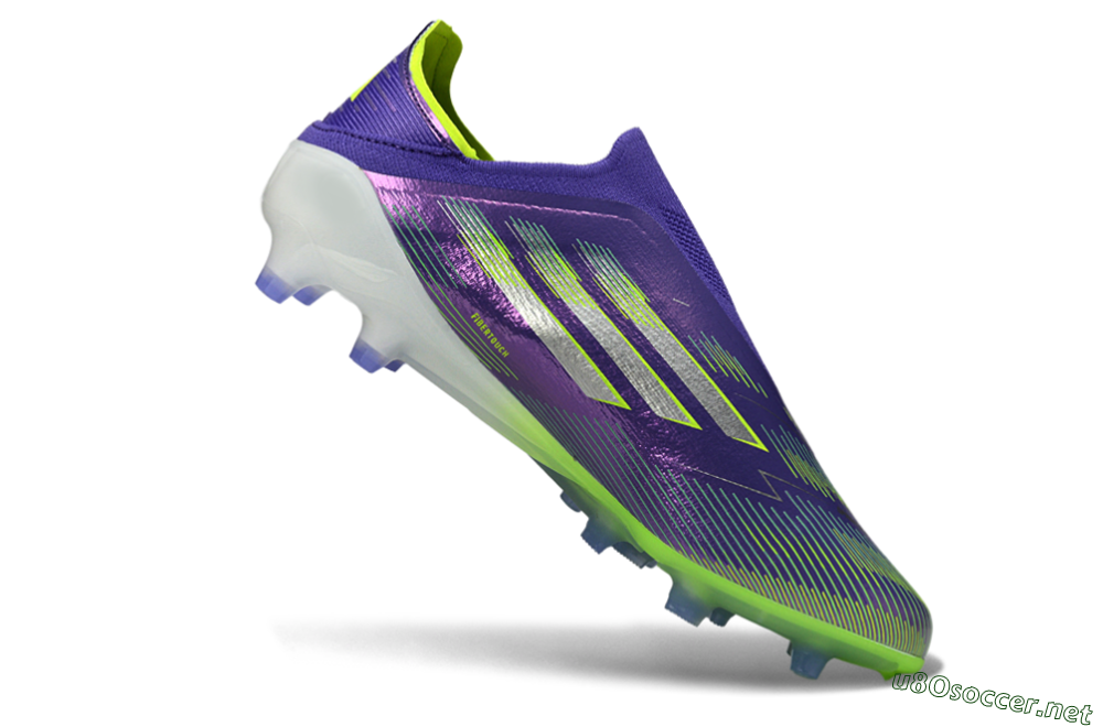 Men's Adidas F50 Elite Laceless AG Football Boots - Purple/Electric Green/Metallic Purple 5