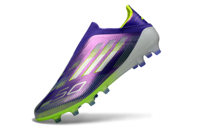 Men's Adidas F50 Elite Laceless AG Football Boots - Purple/Electric Green/Metallic Purple