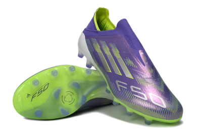 Men's Adidas F50 Elite Laceless AG Football Boots - Purple/Electric Green/Metallic Purple