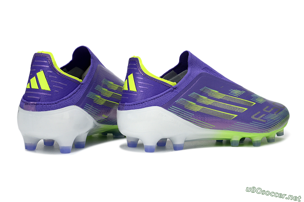 Men's Adidas F50 Elite Laceless AG Football Boots - Purple/Electric Green/Metallic Purple 7