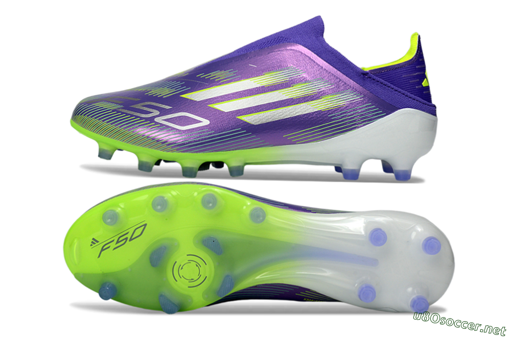 Men's Adidas F50 Elite Laceless AG Football Boots - Purple/Electric Green/Metallic Purple 1
