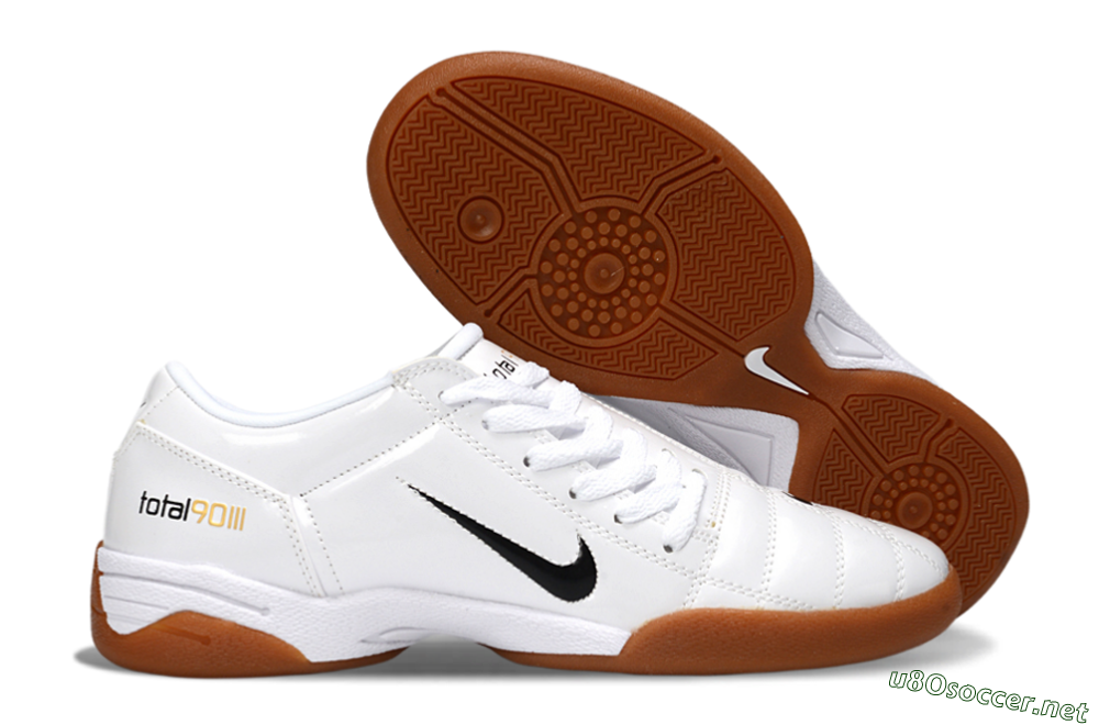 Men's Nike Total 90 III IC Football Shoes - White/Classic Black/Amber Brown 2