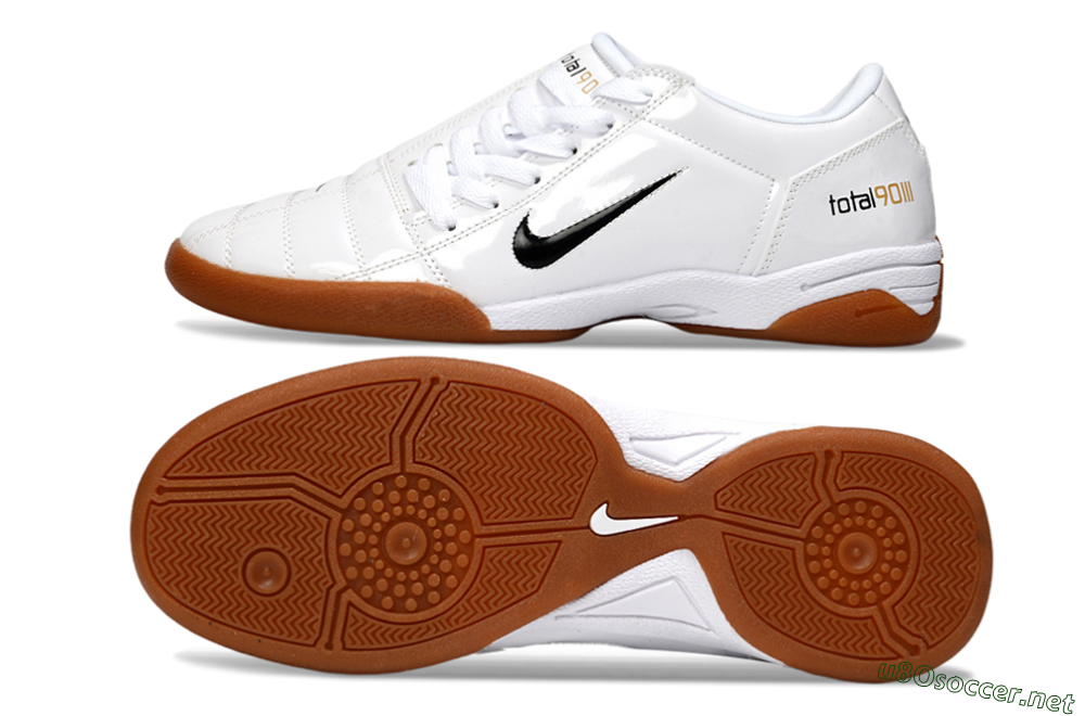 Men's Nike Total 90 III IC Football Shoes - White/Classic Black/Amber Brown 1