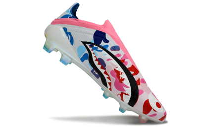 Unisex Adidas F50 Elite Laceless FG Football Boots - Pink/Coral Blush/Cerulean Blue