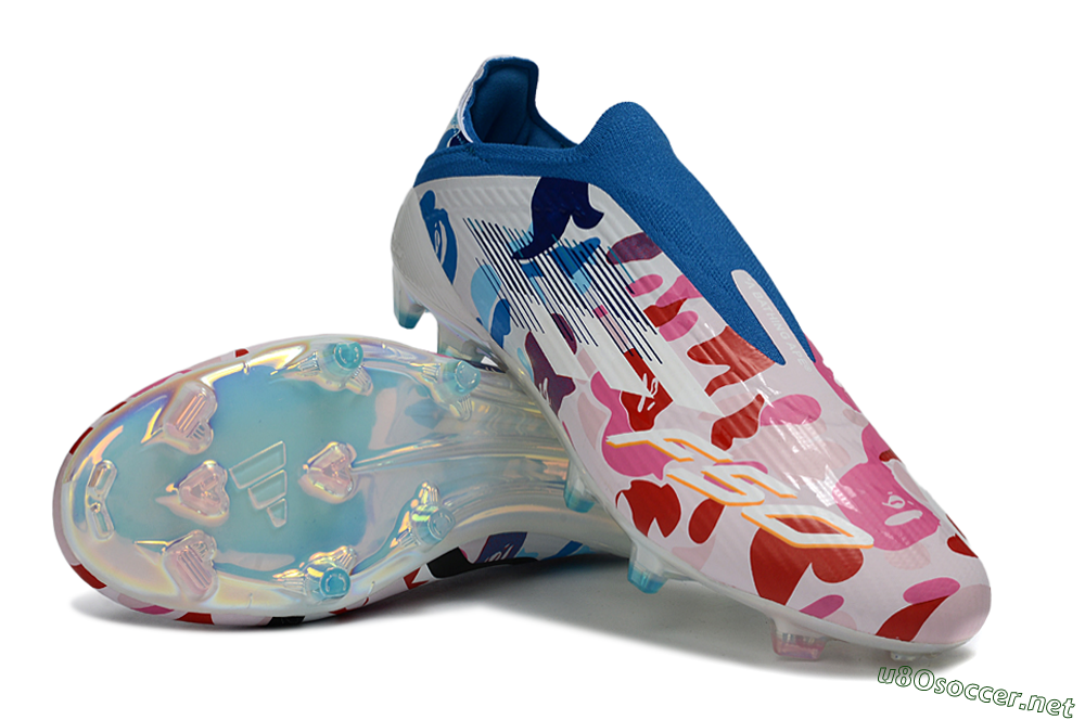 Unisex Adidas F50 Elite Laceless FG Football Boots - Pink/Coral Blush/Cerulean Blue 4