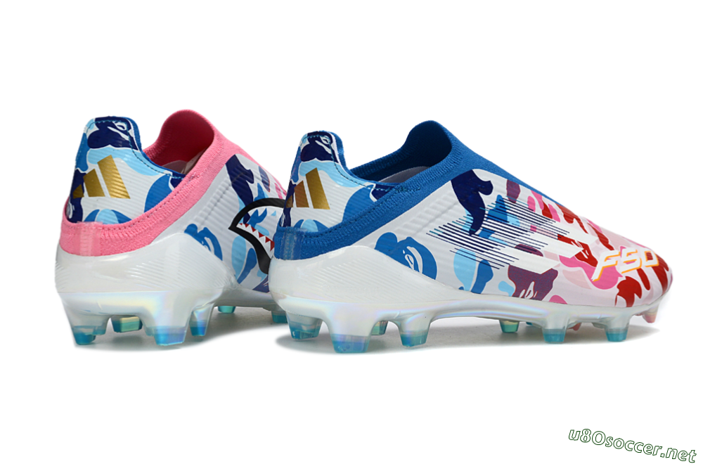 Unisex Adidas F50 Elite Laceless FG Football Boots - Pink/Coral Blush/Cerulean Blue 7