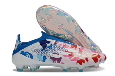 Unisex Adidas F50 Elite Laceless FG Football Boots - Pink/Coral Blush/Cerulean Blue