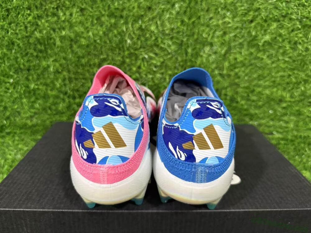 Unisex Adidas F50 Elite Laceless FG Football Boots - Pink/Coral Blush/Cerulean Blue