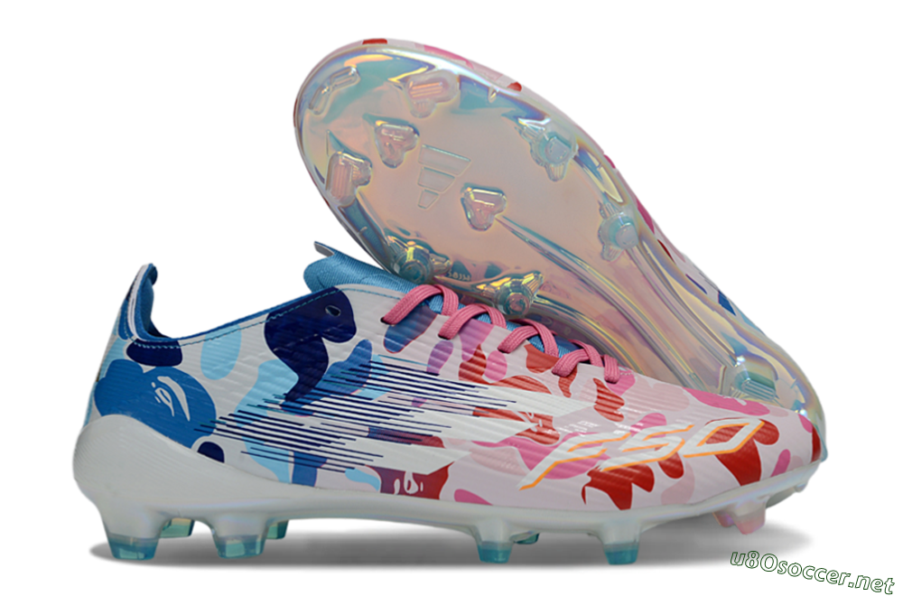 Unisex Adidas F50 Elite FG Football Boots - Pink/Blush Pink/Blue Ocean 2