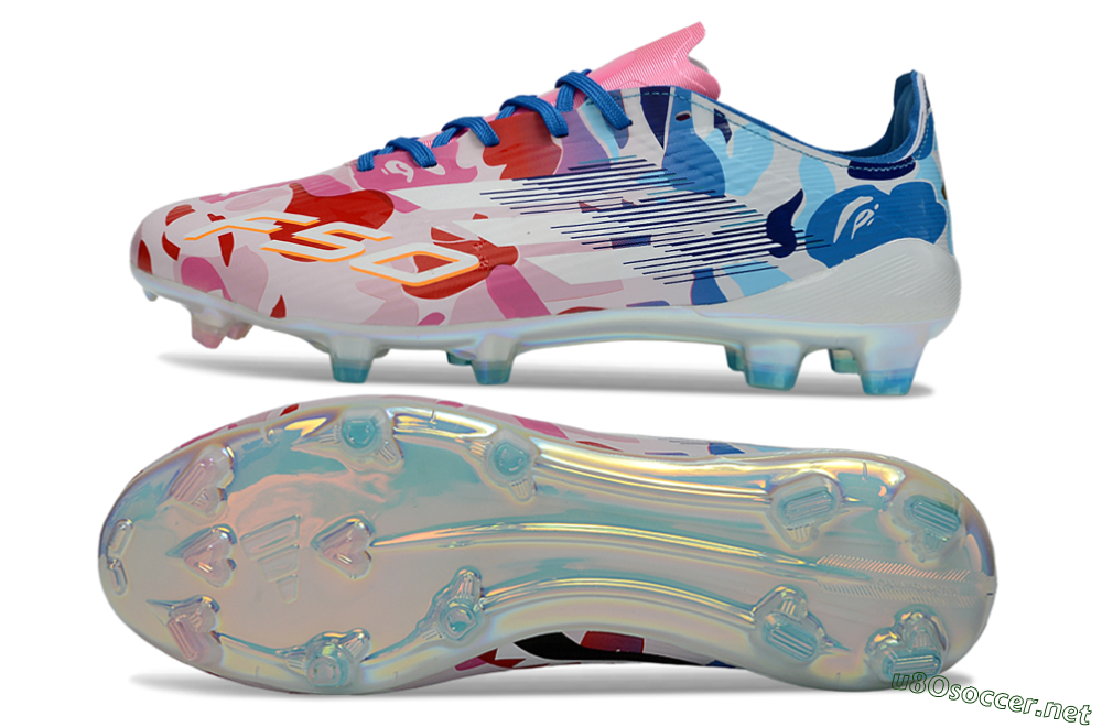 Unisex Adidas F50 Elite FG Football Boots - Pink/Blush Pink/Blue Ocean 1