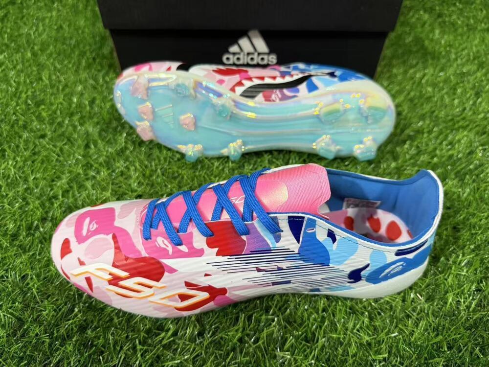 Unisex Adidas F50 Elite FG Football Boots - Pink/Blush Pink/Blue Ocean