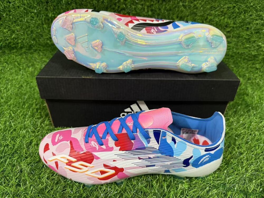 Unisex Adidas F50 Elite FG Football Boots - Pink/Blush Pink/Blue Ocean