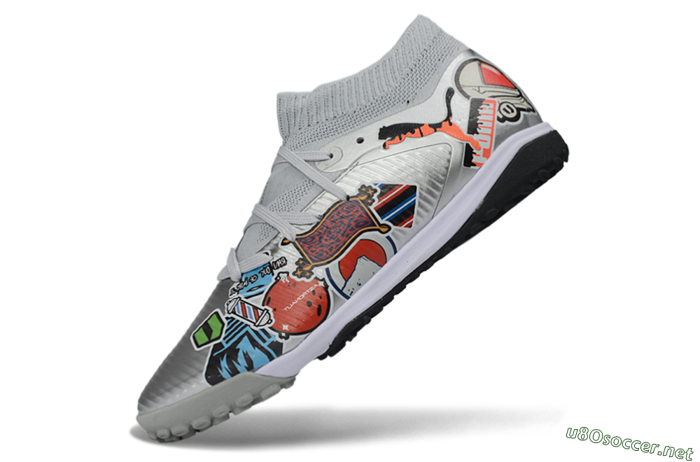 Men's Puma Future 8 Ultimate TF Football Shoes - Grey/Urban Grey/Graphic Black 5