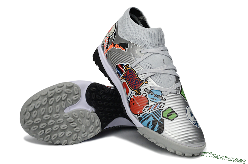 Men's Puma Future 8 Ultimate TF Football Shoes - Grey/Urban Grey/Graphic Black 3