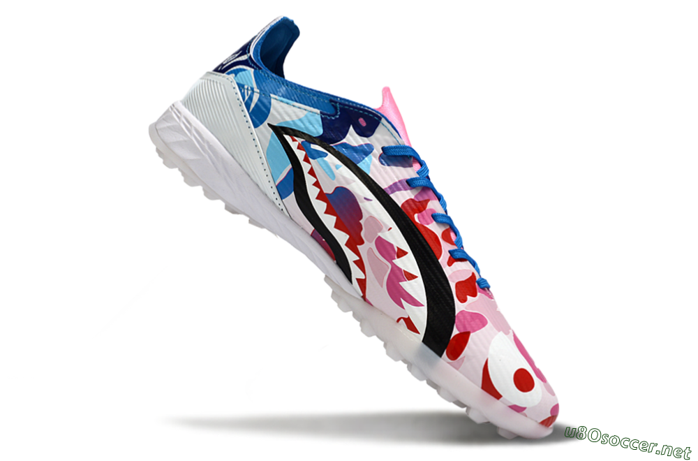 Unisex Adidas F50 Pro TF Football Shoes - Pink/Ocean Blue/Pastel Red 5