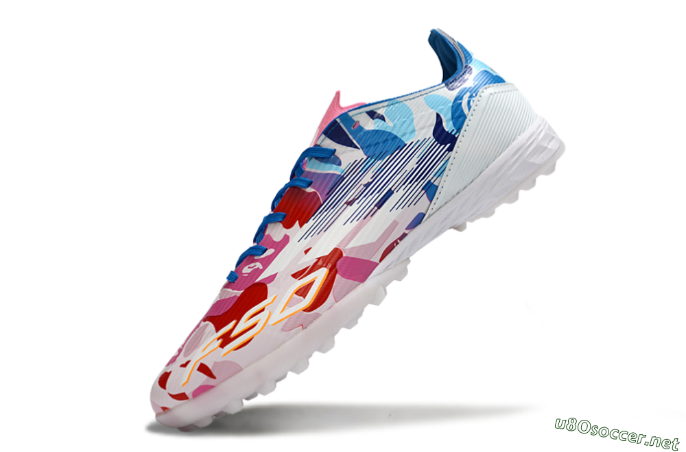 Unisex Adidas F50 Pro TF Football Shoes - Pink/Ocean Blue/Pastel Red 6