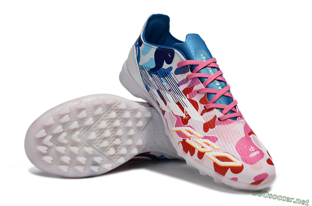 Unisex Adidas F50 Pro TF Football Shoes - Pink/Ocean Blue/Pastel Red 4