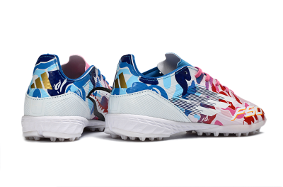 Unisex Adidas F50 Pro TF Football Shoes - Pink/Ocean Blue/Pastel Red