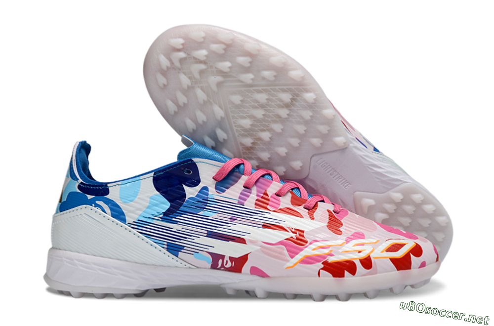 Unisex Adidas F50 Pro TF Football Shoes - Pink/Ocean Blue/Pastel Red 2