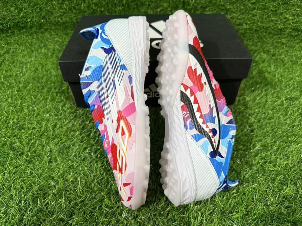 Unisex Adidas F50 Pro TF Football Shoes - Pink/Ocean Blue/Pastel Red