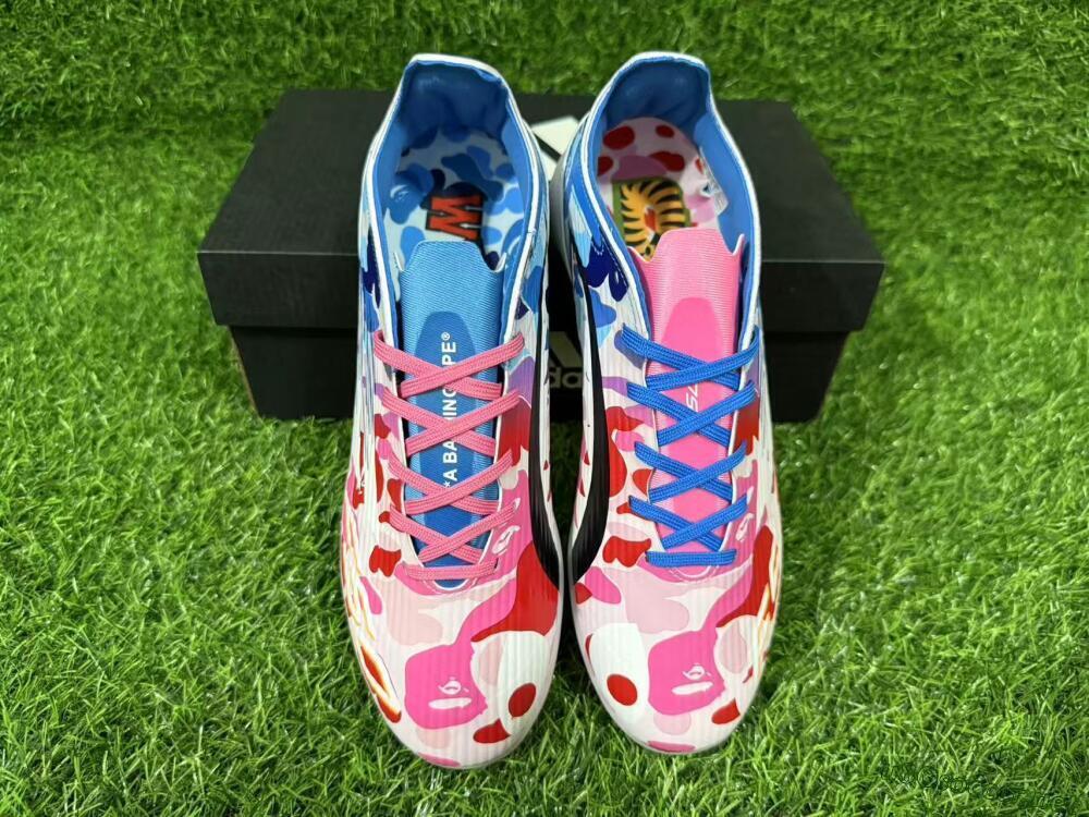 Unisex Adidas F50 Pro TF Football Shoes - Pink/Ocean Blue/Pastel Red