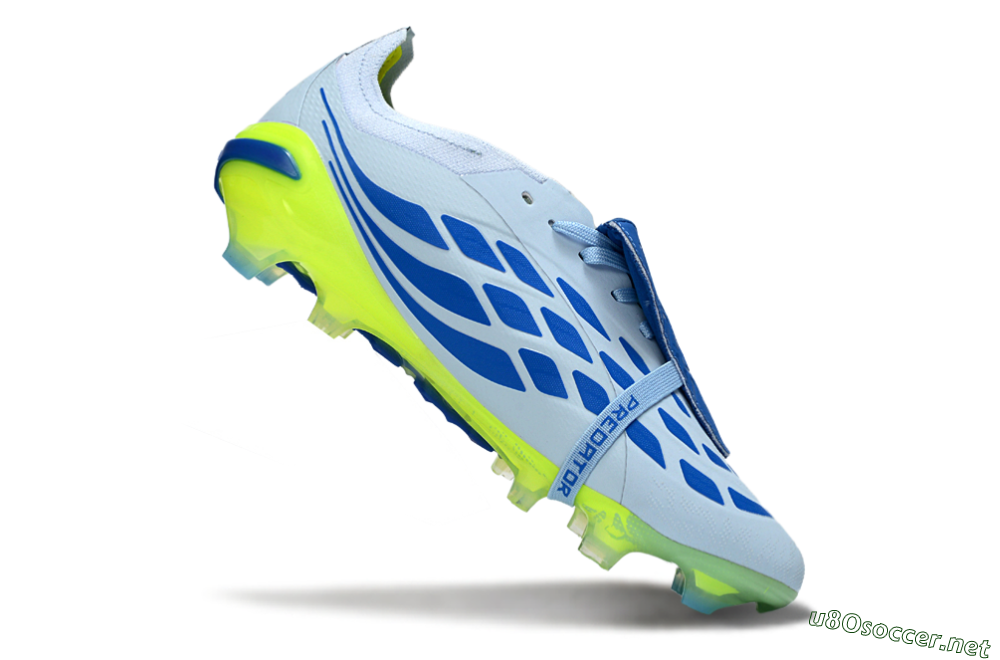 Unisex Adidas Predator 26 Elite Fold-Over Tongue FG Football Boots - Blue/Neon Yellow/Cool Gray 5