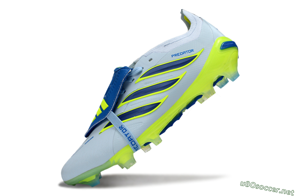 Unisex Adidas Predator 26 Elite Fold-Over Tongue FG Football Boots - Blue/Neon Yellow/Cool Gray 6