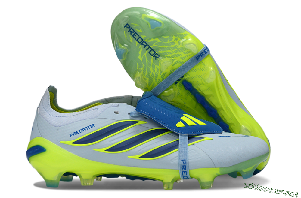 Unisex Adidas Predator 26 Elite Fold-Over Tongue FG Football Boots - Blue/Neon Yellow/Cool Gray 2