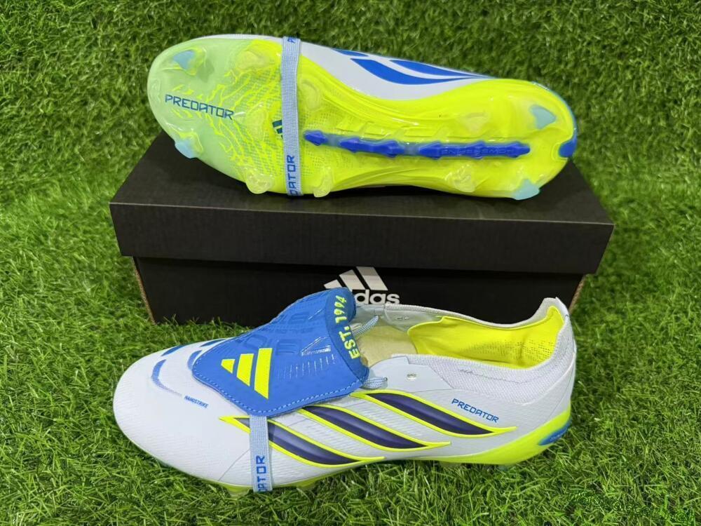Unisex Adidas Predator 26 Elite Fold-Over Tongue FG Football Boots - Blue/Neon Yellow/Cool Gray