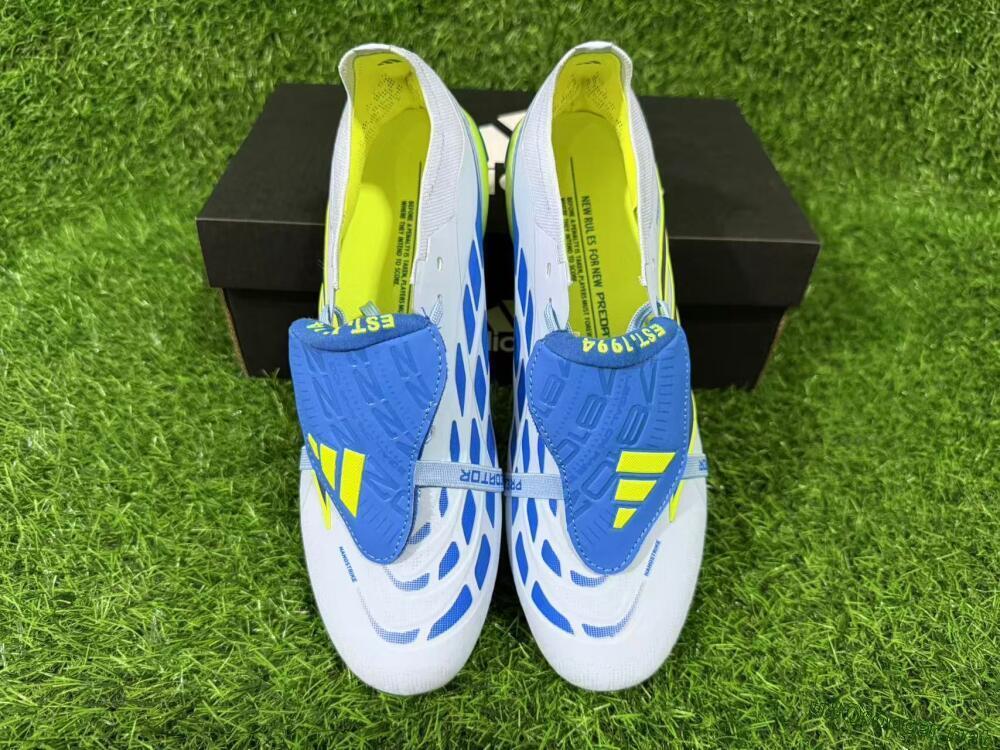 Unisex Adidas Predator 26 Elite Fold-Over Tongue FG Football Boots - Blue/Neon Yellow/Cool Gray