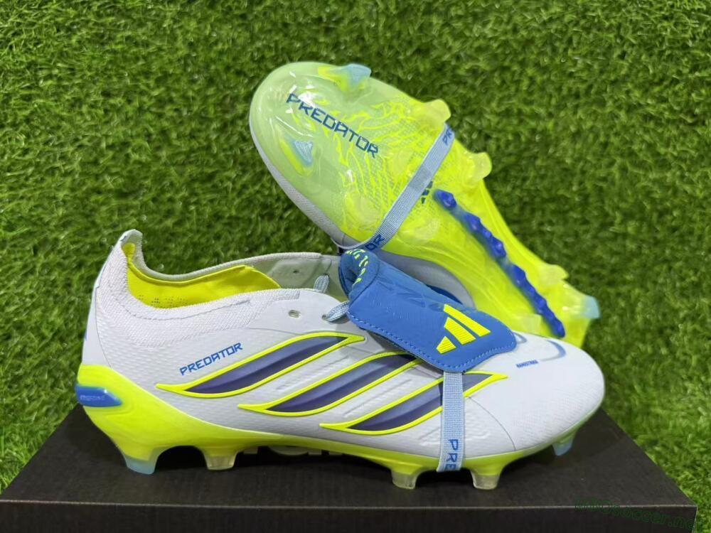 Unisex Adidas Predator 26 Elite Fold-Over Tongue FG Football Boots - Blue/Neon Yellow/Cool Gray