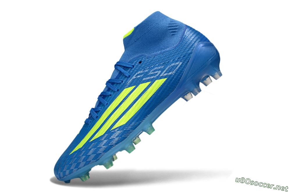 Men's Adidas F50 Elite Mid AG Football Boots - Blue/Electric Blue/Neon Green 5