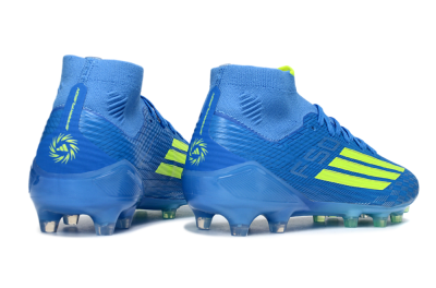 Men's Adidas F50 Elite Mid AG Football Boots - Blue/Electric Blue/Neon Green