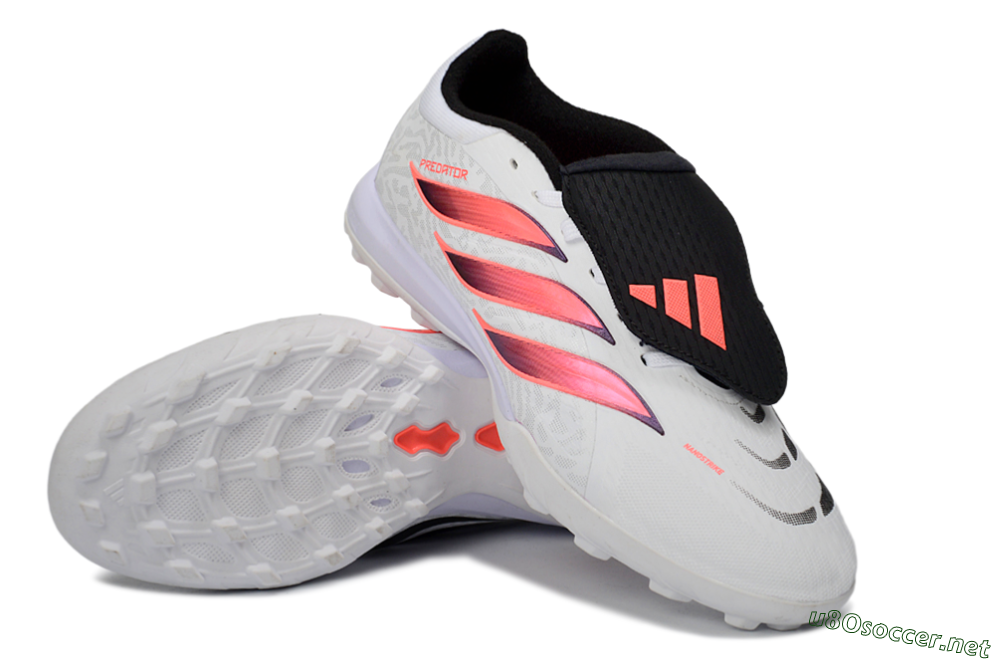 Men's Adidas Predator 26 Elite Fold-Over Tongue TF Football Shoes - White/Neon Orange/Fuchsia Pink 3