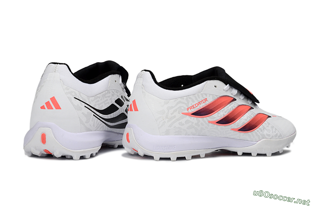 Men's Adidas Predator 26 Elite Fold-Over Tongue TF Football Shoes - White/Neon Orange/Fuchsia Pink 6