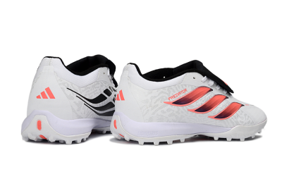 Men's Adidas Predator 26 Elite Fold-Over Tongue TF Football Shoes - White/Neon Orange/Fuchsia Pink