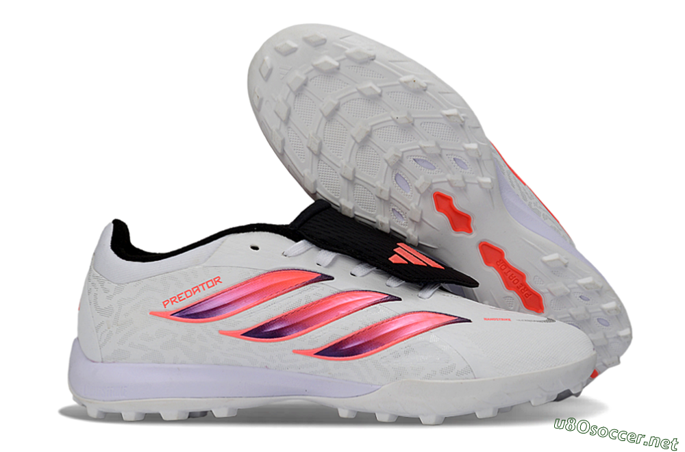 Men's Adidas Predator 26 Elite Fold-Over Tongue TF Football Shoes - White/Neon Orange/Fuchsia Pink 2
