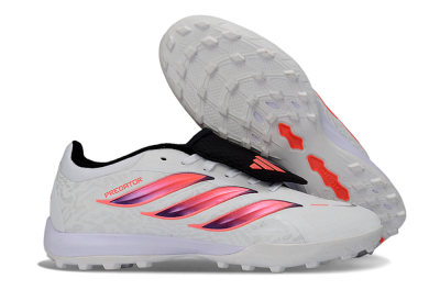 Men's Adidas Predator 26 Elite Fold-Over Tongue TF Football Shoes - White/Neon Orange/Fuchsia Pink