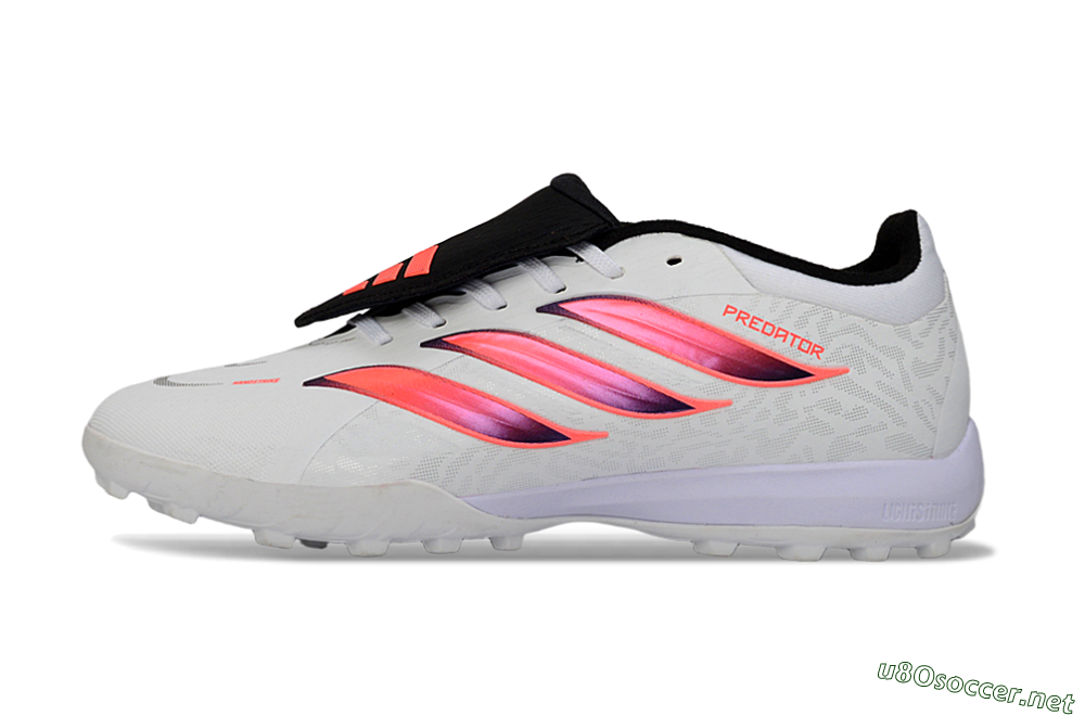 Men's Adidas Predator 26 Elite Fold-Over Tongue TF Football Shoes - White/Neon Orange/Fuchsia Pink 0