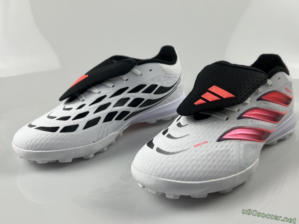 Men's Adidas Predator 26 Elite Fold-Over Tongue TF Football Shoes - White/Neon Orange/Fuchsia Pink