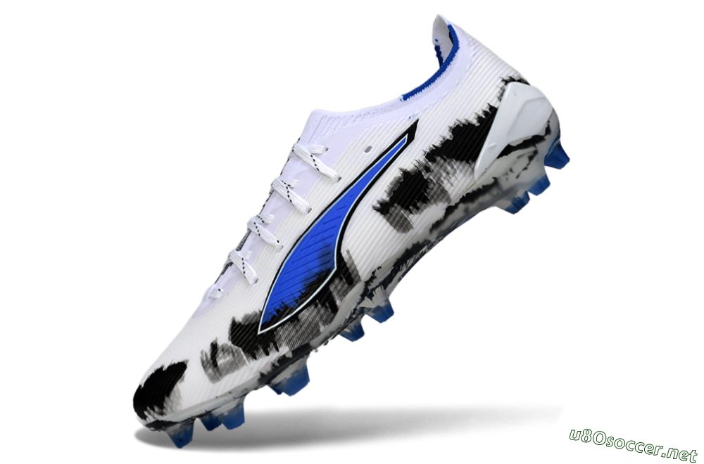 Men's Puma Ultra Ultimate FG Football Boots - White/Electric Blue/Black 5