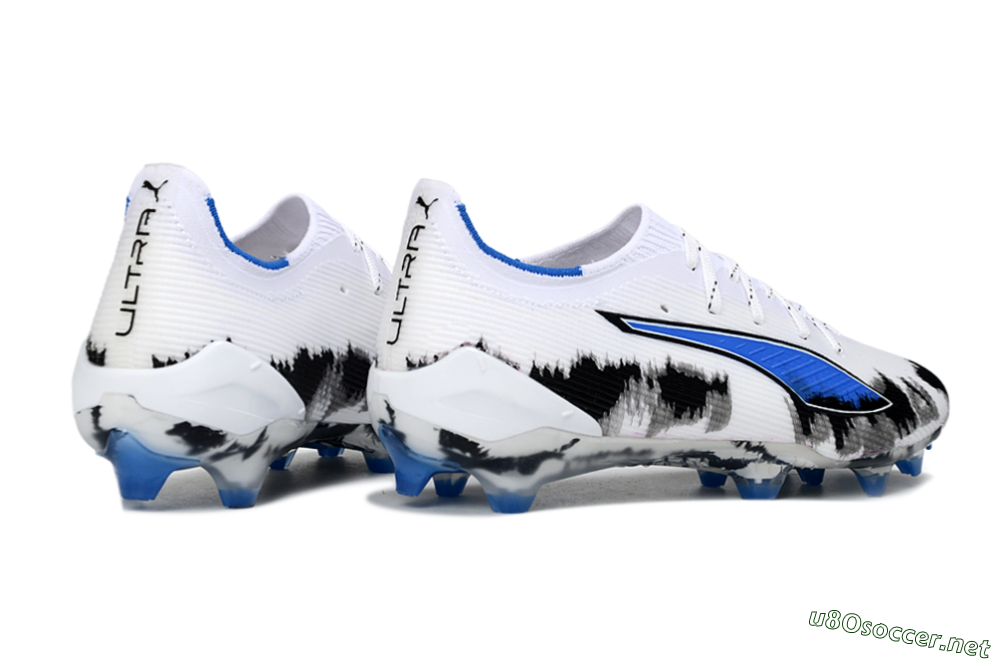 Men's Puma Ultra Ultimate FG Football Boots - White/Electric Blue/Black 6