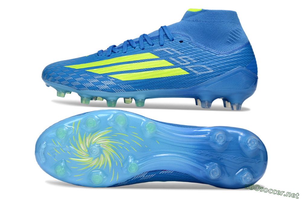 Men's Adidas F50 Elite Mid FG Football Boots - Blue/Vibrant Blue/Electric Green 1