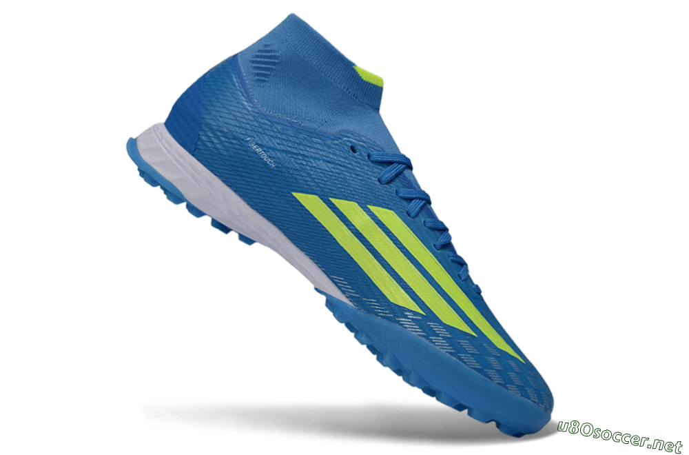 Men's Adidas F50 Elite Mid TF Football Shoes - Blue/Electric Yellow/Cyan 4