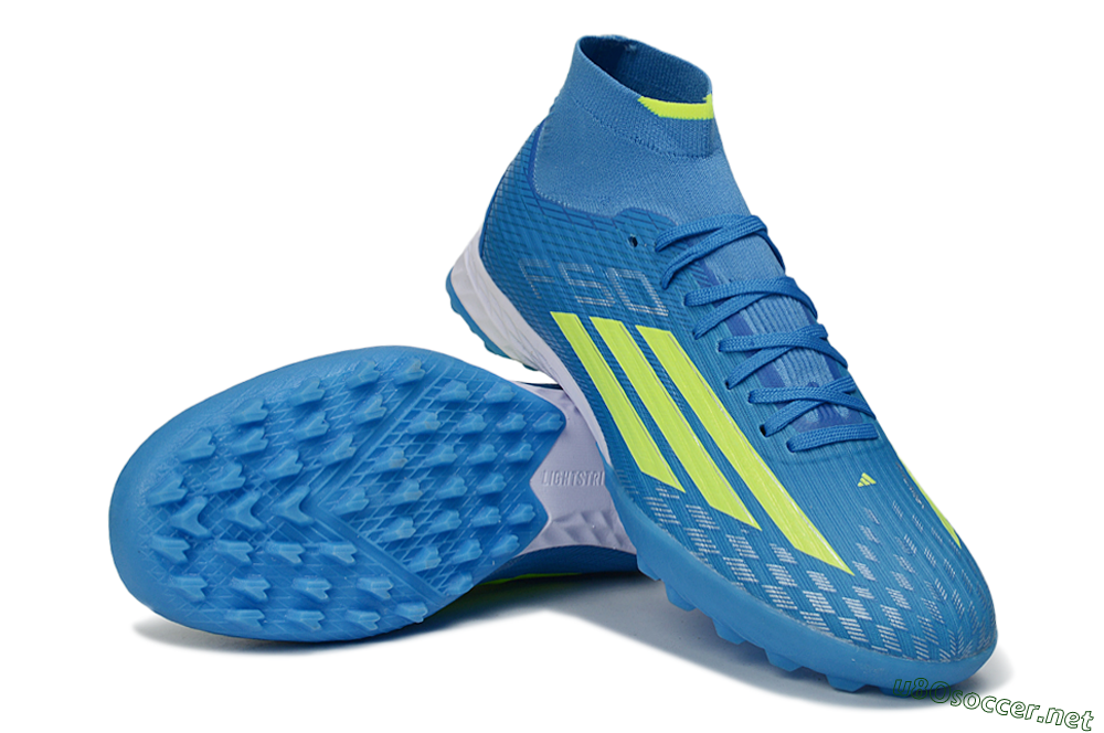 Men's Adidas F50 Elite Mid TF Football Shoes - Blue/Electric Yellow/Cyan 3