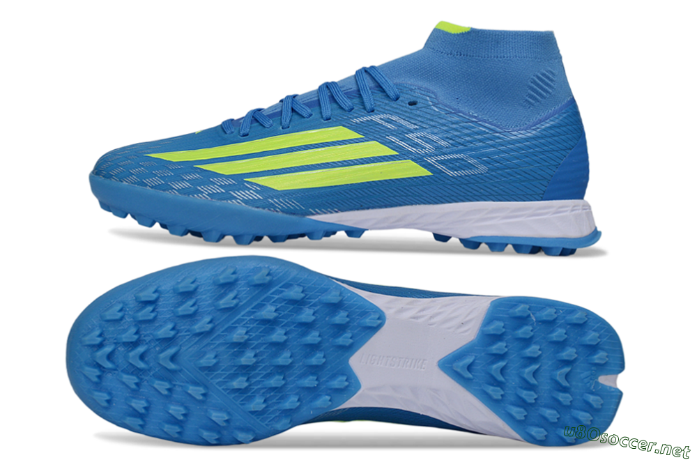 Men's Adidas F50 Elite Mid TF Football Shoes - Blue/Electric Yellow/Cyan 1